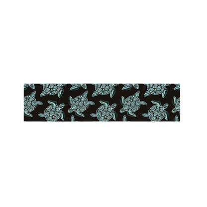 Blue And Black Sea Turtle Pattern Print Bed Runner