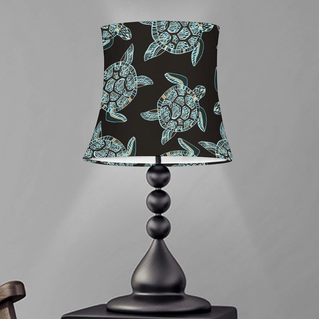 Blue And Black Sea Turtle Pattern Print Bell Lamp Shade