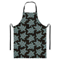 Blue And Black Sea Turtle Pattern Print Bib Apron With Pocket