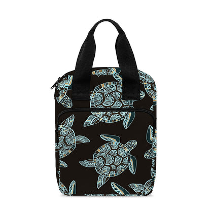 Blue And Black Sea Turtle Pattern Print Bible Tote Bag