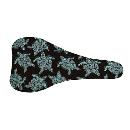 Blue And Black Sea Turtle Pattern Print Bicycle Seat Cover