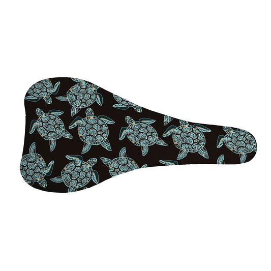 Blue And Black Sea Turtle Pattern Print Bicycle Seat Cover