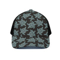 Blue And Black Sea Turtle Pattern Print Black Mesh Trucker Hat
