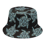 Blue And Black Sea Turtle Pattern Print Bucket Hat
