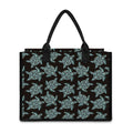 Blue And Black Sea Turtle Pattern Print Canvas Tote Bag