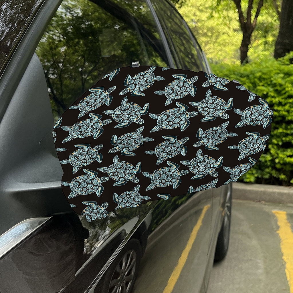 Blue And Black Sea Turtle Pattern Print Car Side Mirror Covers