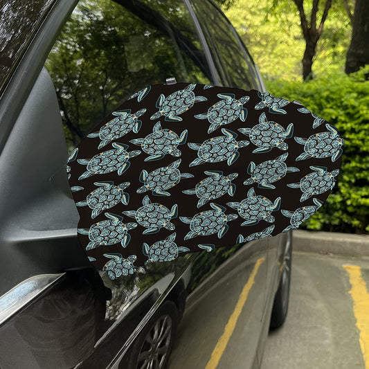 Blue And Black Sea Turtle Pattern Print Car Side Mirror Covers