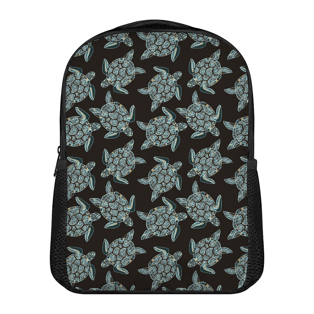 Blue And Black Sea Turtle Pattern Print Casual Backpack