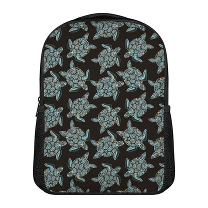 Blue And Black Sea Turtle Pattern Print Casual Backpack