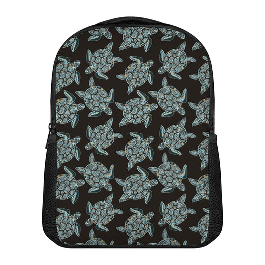Blue And Black Sea Turtle Pattern Print Casual Backpack