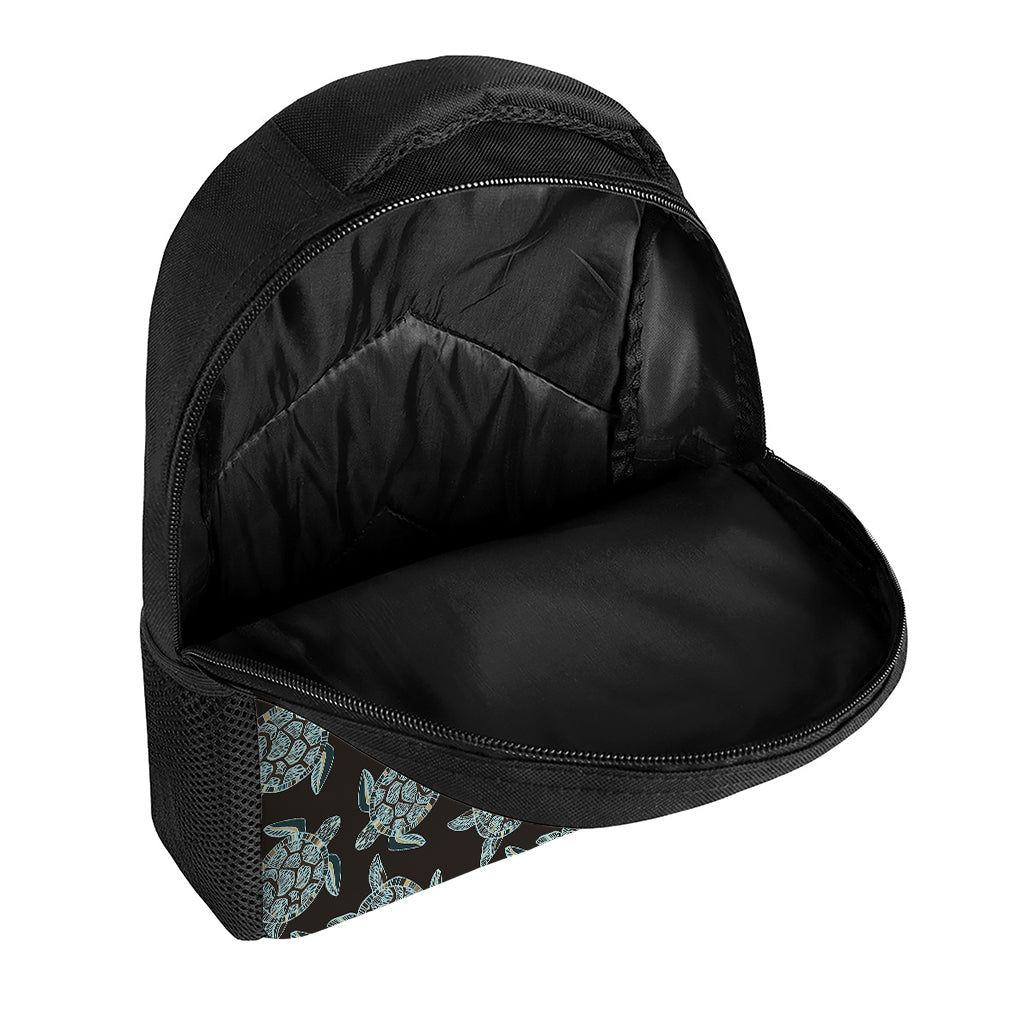 Blue And Black Sea Turtle Pattern Print Casual Backpack