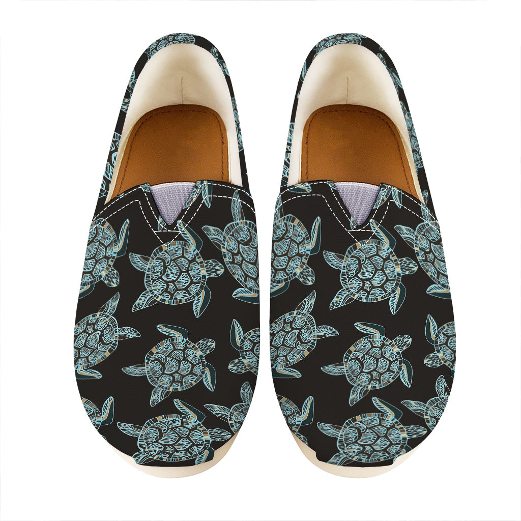 Blue And Black Sea Turtle Pattern Print Casual Shoes