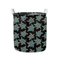 Blue And Black Sea Turtle Pattern Print Collapsible Laundry Basket