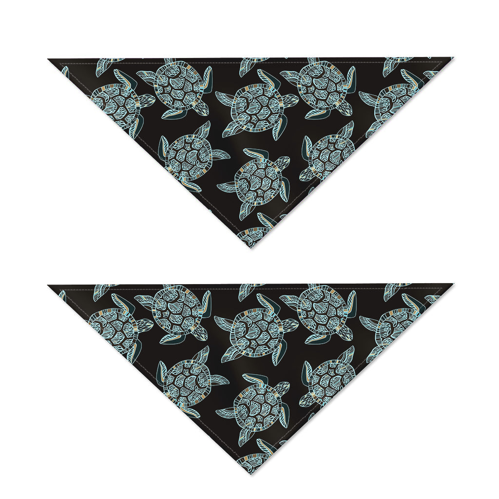 Blue And Black Sea Turtle Pattern Print Dog Bandana