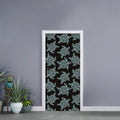 Blue And Black Sea Turtle Pattern Print Door Sticker