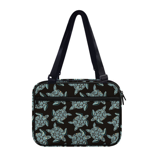 Blue And Black Sea Turtle Pattern Print Double Strap Bible Bag
