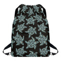 Blue And Black Sea Turtle Pattern Print Drawstring Backpack