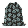 Blue And Black Sea Turtle Pattern Print Drawstring Bag