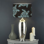 Blue And Black Sea Turtle Pattern Print Drum Lamp Shade