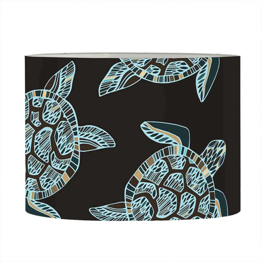 Blue And Black Sea Turtle Pattern Print Drum Lamp Shade