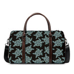 Blue And Black Sea Turtle Pattern Print Duffle Bag