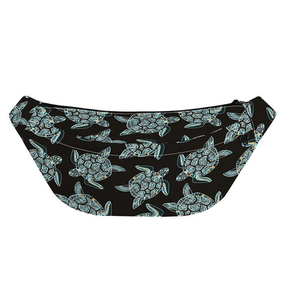 Blue And Black Sea Turtle Pattern Print Fanny Pack