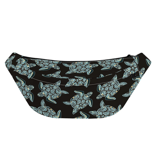 Blue And Black Sea Turtle Pattern Print Fanny Pack