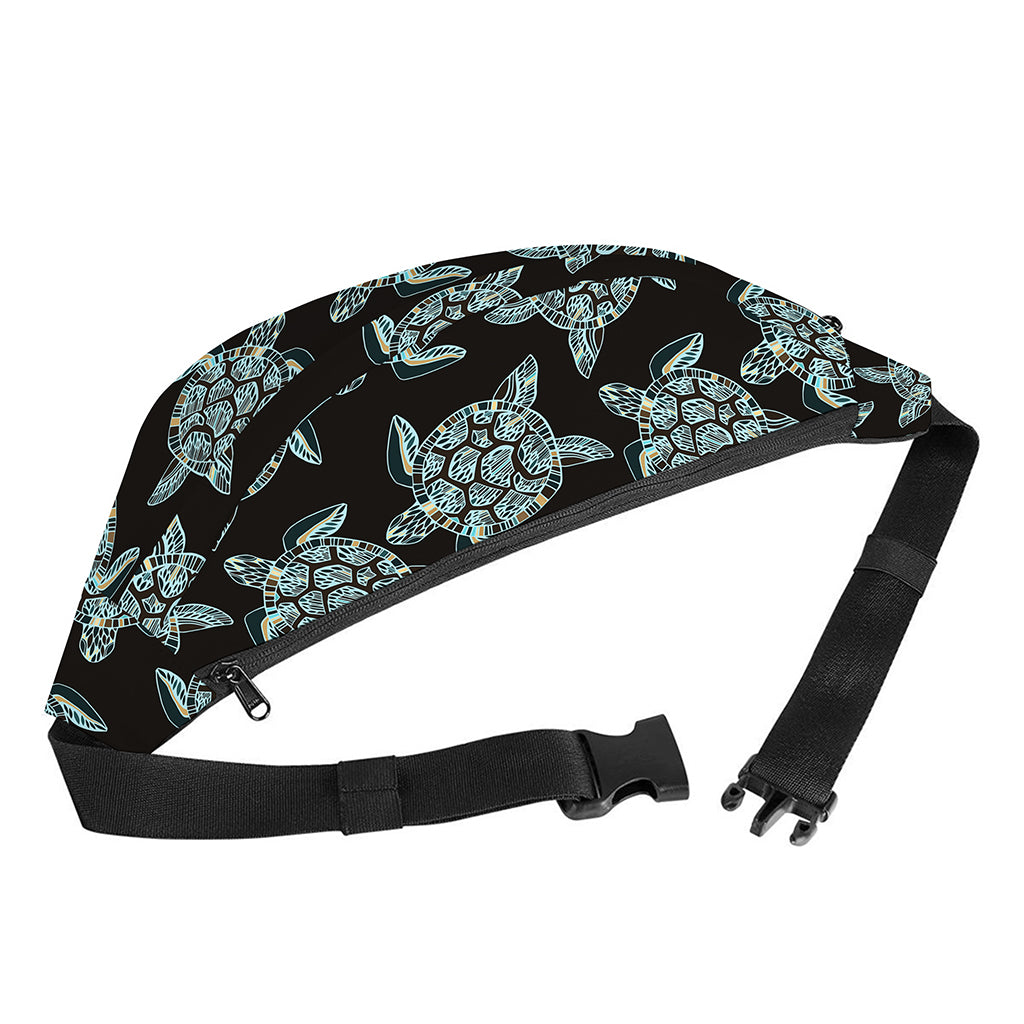 Blue And Black Sea Turtle Pattern Print Fanny Pack