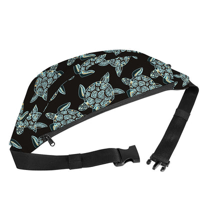 Blue And Black Sea Turtle Pattern Print Fanny Pack