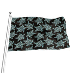 Blue And Black Sea Turtle Pattern Print Flag