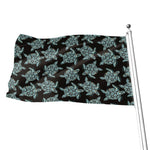 Blue And Black Sea Turtle Pattern Print Flag
