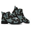 Blue And Black Sea Turtle Pattern Print Flat Ankle Boots