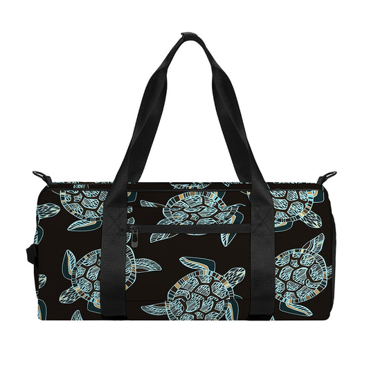 Blue And Black Sea Turtle Pattern Print Gym Bag
