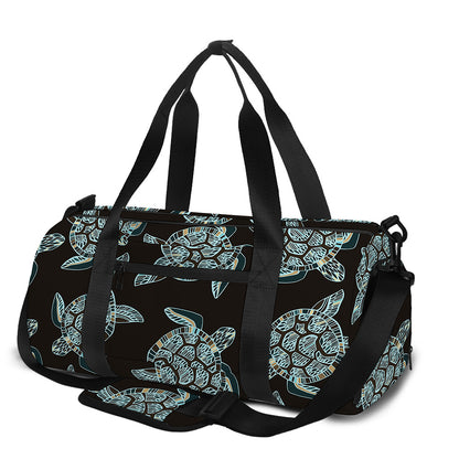 Blue And Black Sea Turtle Pattern Print Gym Bag