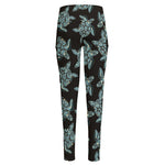 Blue And Black Sea Turtle Pattern Print High-Waisted Pocket Leggings