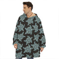 Blue And Black Sea Turtle Pattern Print Hoodie Blanket