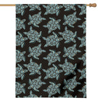 Blue And Black Sea Turtle Pattern Print House Flag