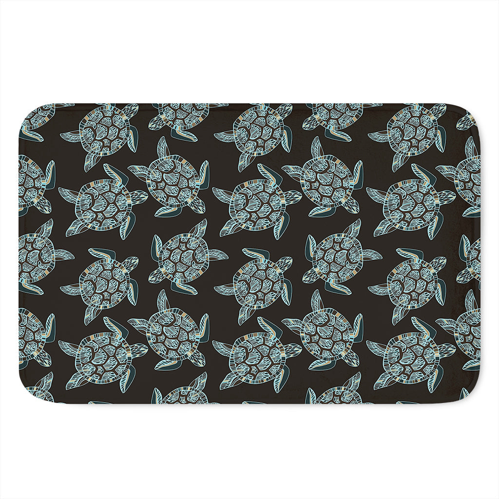 Blue And Black Sea Turtle Pattern Print Indoor Door Mat
