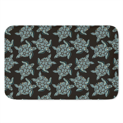 Blue And Black Sea Turtle Pattern Print Indoor Door Mat
