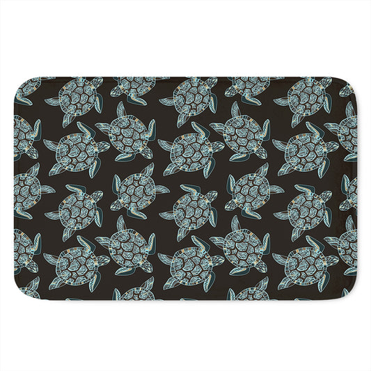 Blue And Black Sea Turtle Pattern Print Indoor Door Mat