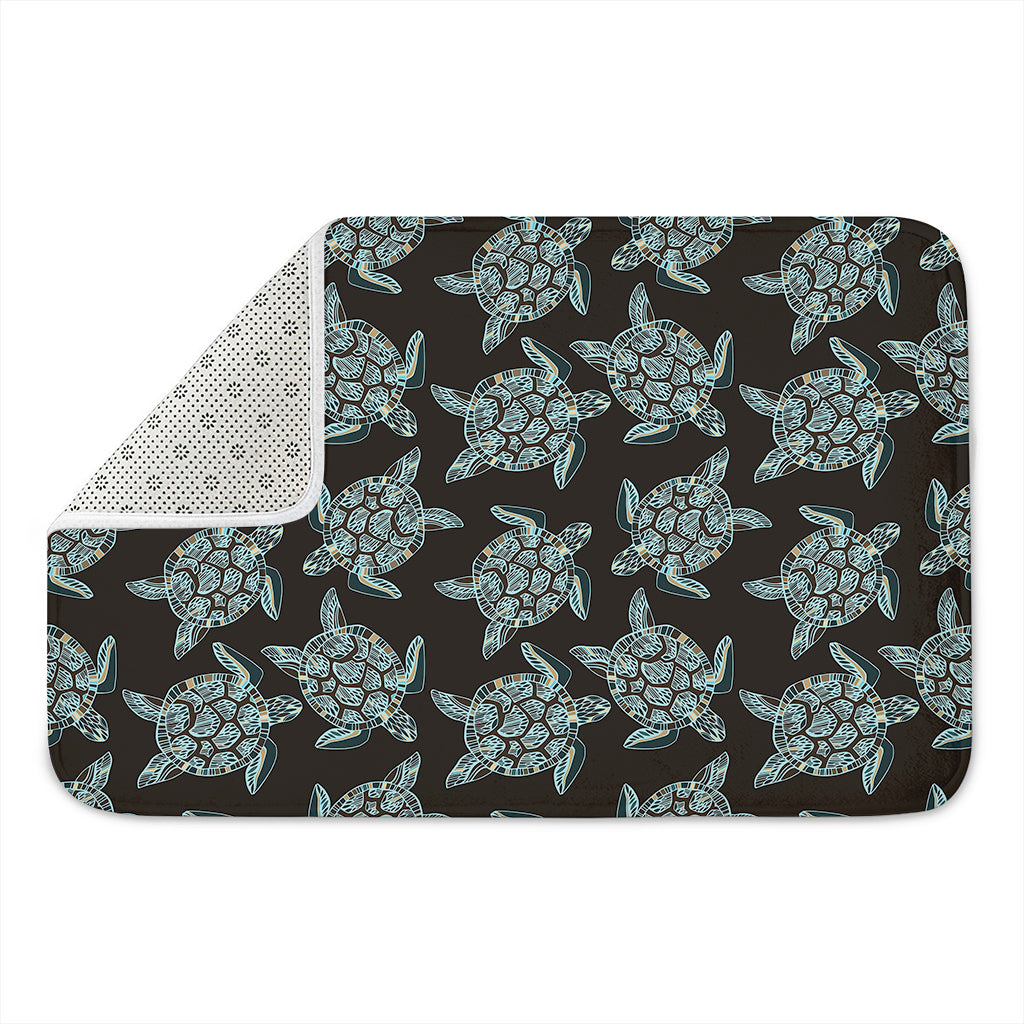 Blue And Black Sea Turtle Pattern Print Indoor Door Mat
