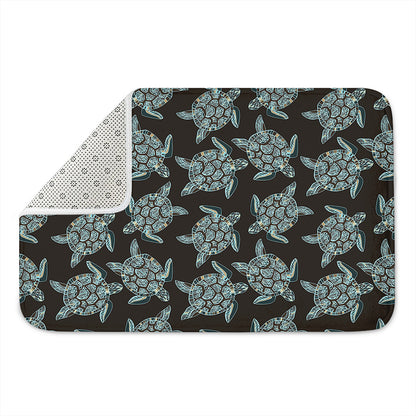 Blue And Black Sea Turtle Pattern Print Indoor Door Mat
