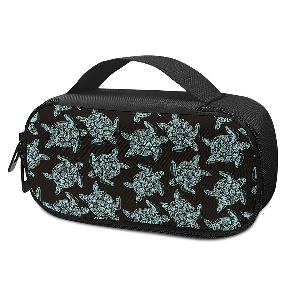 Blue And Black Sea Turtle Pattern Print Insulin Cooler Travel Case