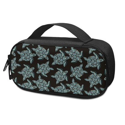 Blue And Black Sea Turtle Pattern Print Insulin Cooler Travel Case
