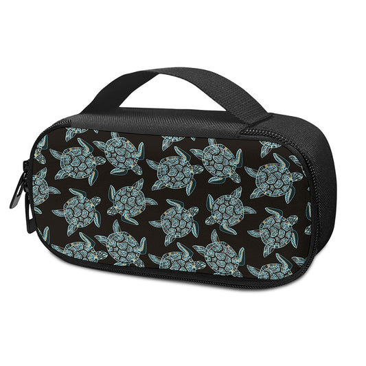 Blue And Black Sea Turtle Pattern Print Insulin Cooler Travel Case