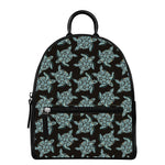 Blue And Black Sea Turtle Pattern Print Leather Backpack