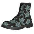 Blue And Black Sea Turtle Pattern Print Lace-Up Boots