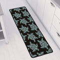 Blue And Black Sea Turtle Pattern Print Long Kitchen Mat