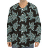 Blue And Black Sea Turtle Pattern Print Long Sleeve Baseball Jersey