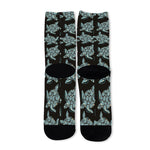 Blue And Black Sea Turtle Pattern Print Long Socks